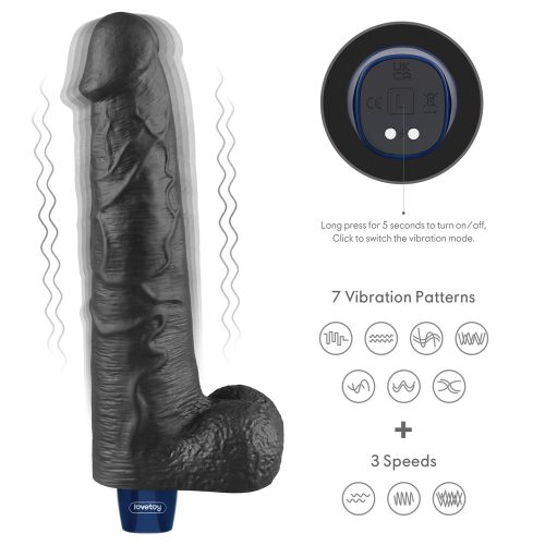 10,5" REAL SOFTEE oplaadbare vibrerende dildo (zwart)_B15O50_4