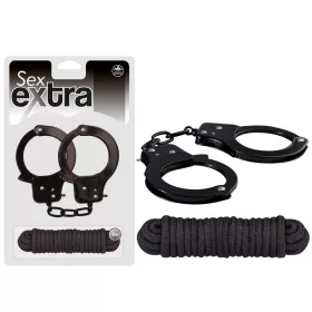 ZES EXTRA'S - METALEN MANCHETTEN & LOVE ROPE ZWART