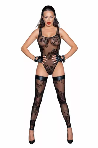 Tule lichaam met patroon op flockborduurwerk - XL