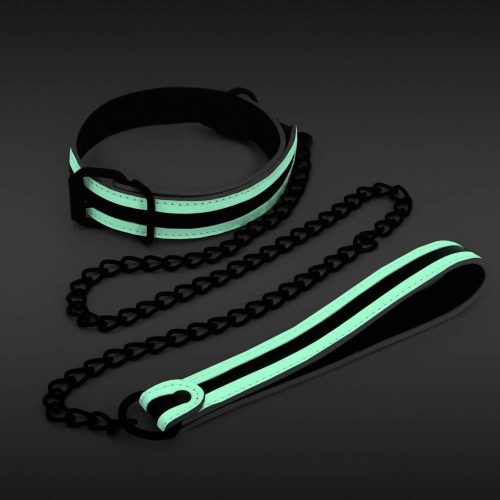GLO Bondage - Halsband en Riem - Green_B0O25_2