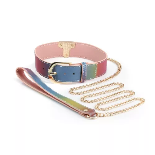 Spectra Bondage - Halsband & Riem - Regenboog
