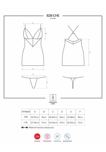828-CHE-1 chemise & thong  S/M