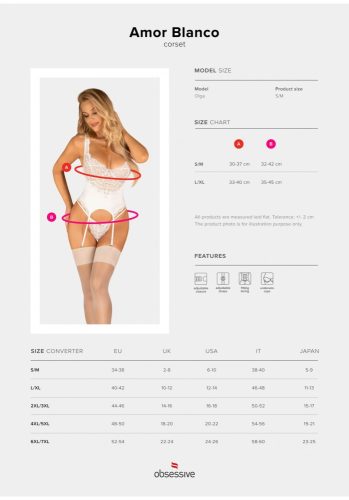 Amor Blanco korset met beugel en string witte L/XL