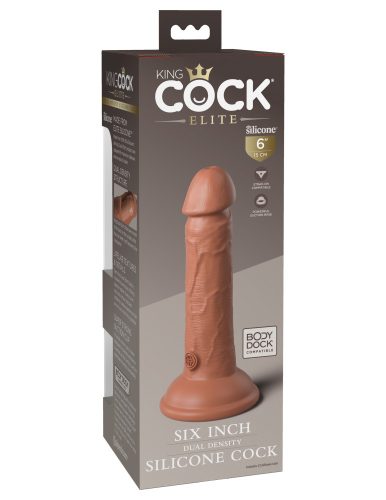 6" Dual Density Vibrerende Siliconen Cock Tan
