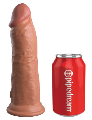 8" dubbele dichtheid vibrerende siliconen penis tan