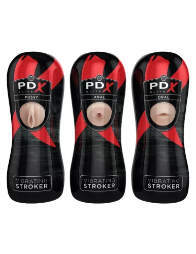 Pipedream Extreme Elite Vibrating Stroker Display - 12 pcs Licht/Zwart