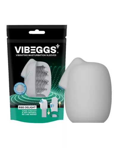 VIBEGGS - Ribs Delight - Vibrerende Masturbatiesleeve - Wit